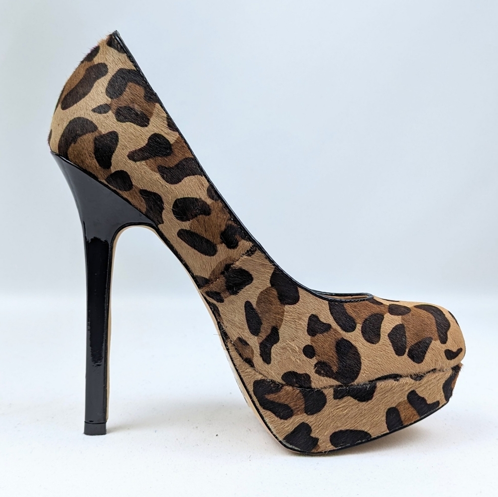 Steve Madden Bevv Leopard Platform Stiletto Heels Patent Leather Mob Wife 6.5 - Picture 5 of 16